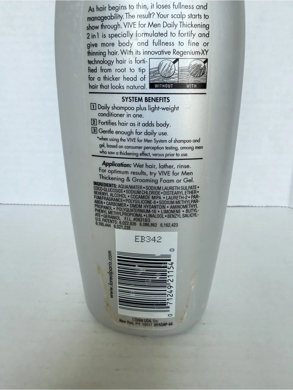L’Oréal Vive for Men Daily Thickening 2 in 1 Shampoo Discontinued 13 oz 85% Full